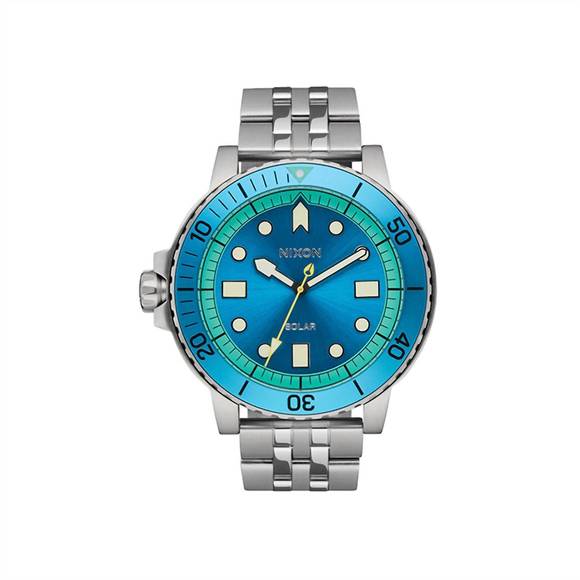 NEW NIXON men's stinger 44 water resistant analog watch in silver/byron blue/gre - Picture 1 of 4
